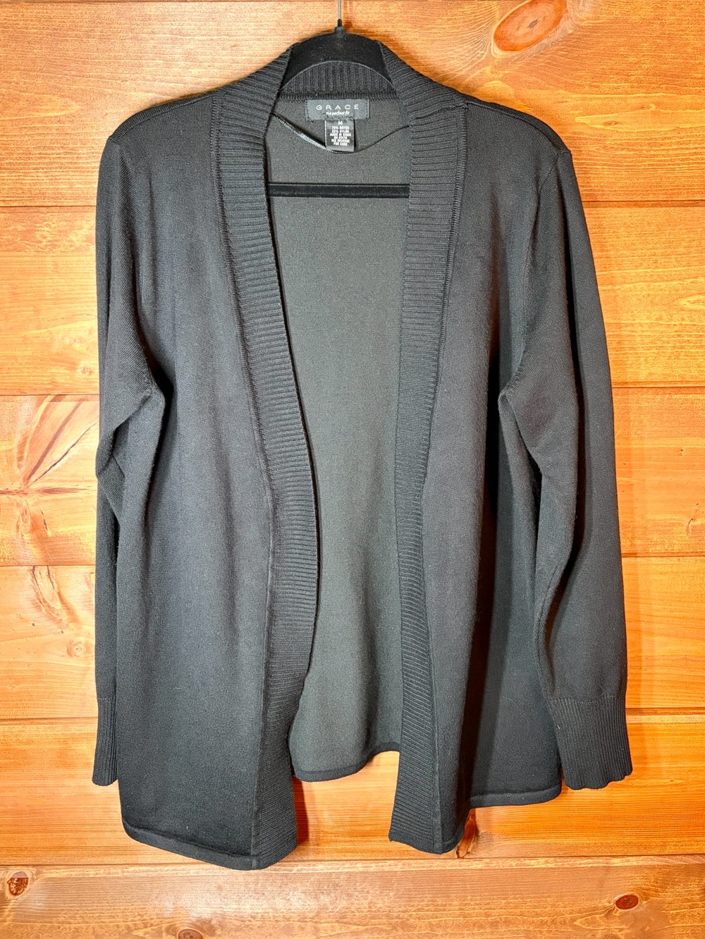 Grace Black Open-Front Cardigan Sweater Size Medium 💕🖤